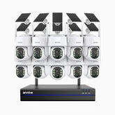 WBS400 - 4MP 16 Channel 10 Battery Cameras Outdoor Wireless NVR Security System, 2.4G & 5.8G Dual-Band WiFi, Motion Detection, Two-Way Audio, Battery & Solar Powered, 270° Pan & 90° Tilt, loud & Max. 256 GB Local Storage, Works with Alexa